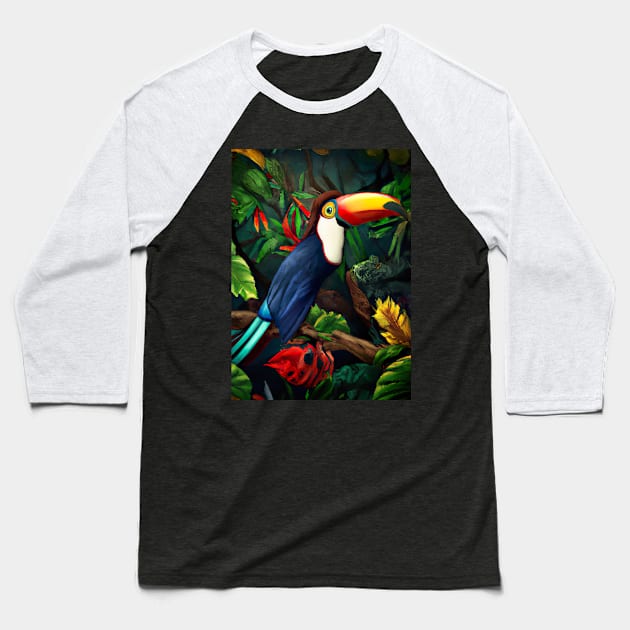 Jungle Toucan Baseball T-Shirt by maxcode